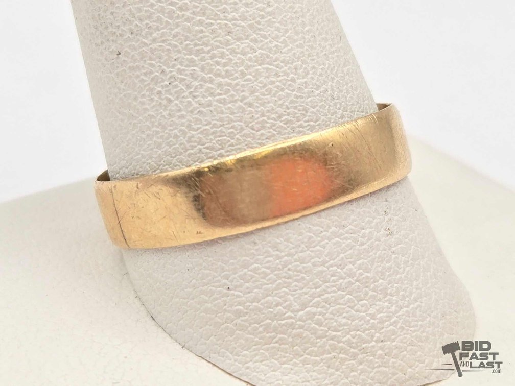 14kt Solid Gold Wedding Ring – Plain Yellow Band, Size 12, 2.2g