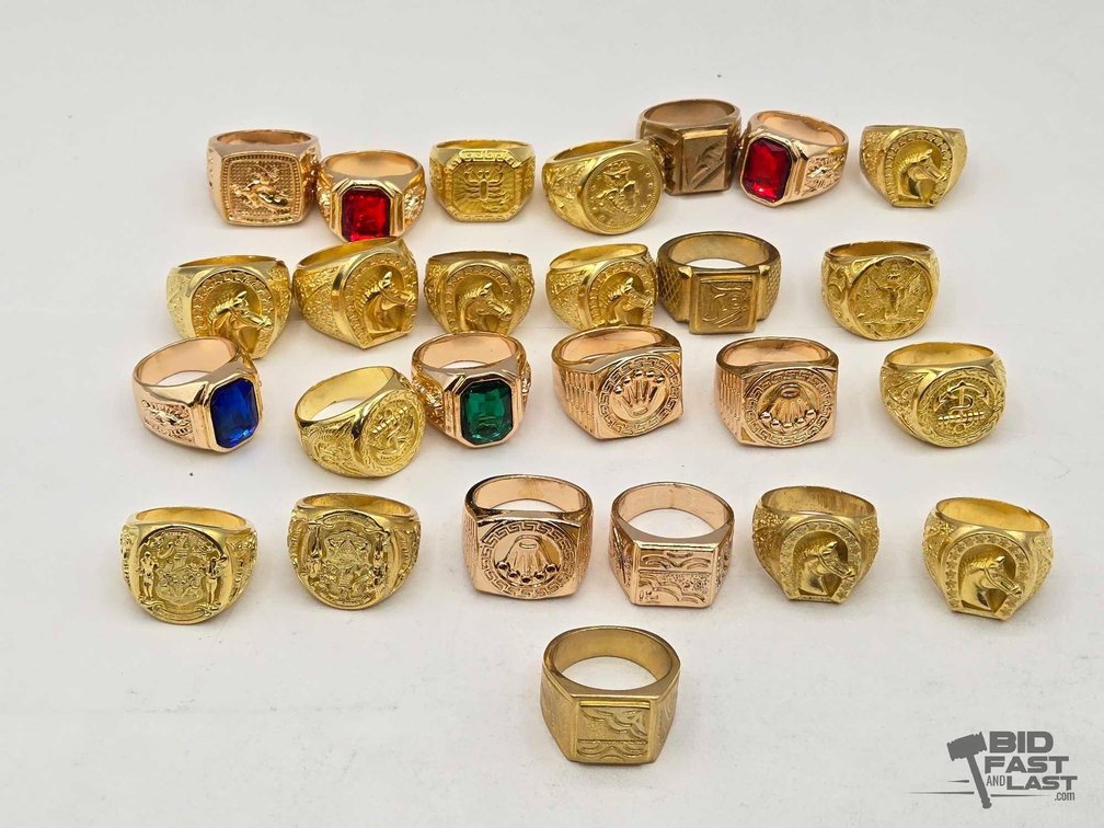 26 Gold Plated Costume Rings: Stone-Set and Scorpion Motif Styles