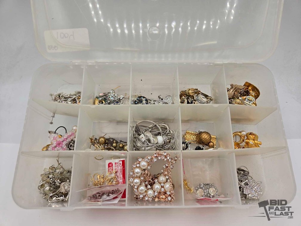 Costume Jewelry Lot: Earrings, Snake Chains, Silver, Gold & Rose-Gold Tone