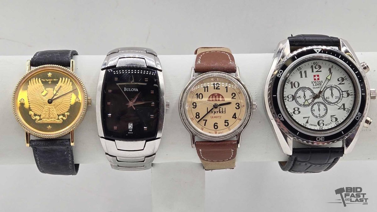 Watch Lot of 4: Bulova, The Franklin Mint, Le Club Lagerfeld & Swiss Line