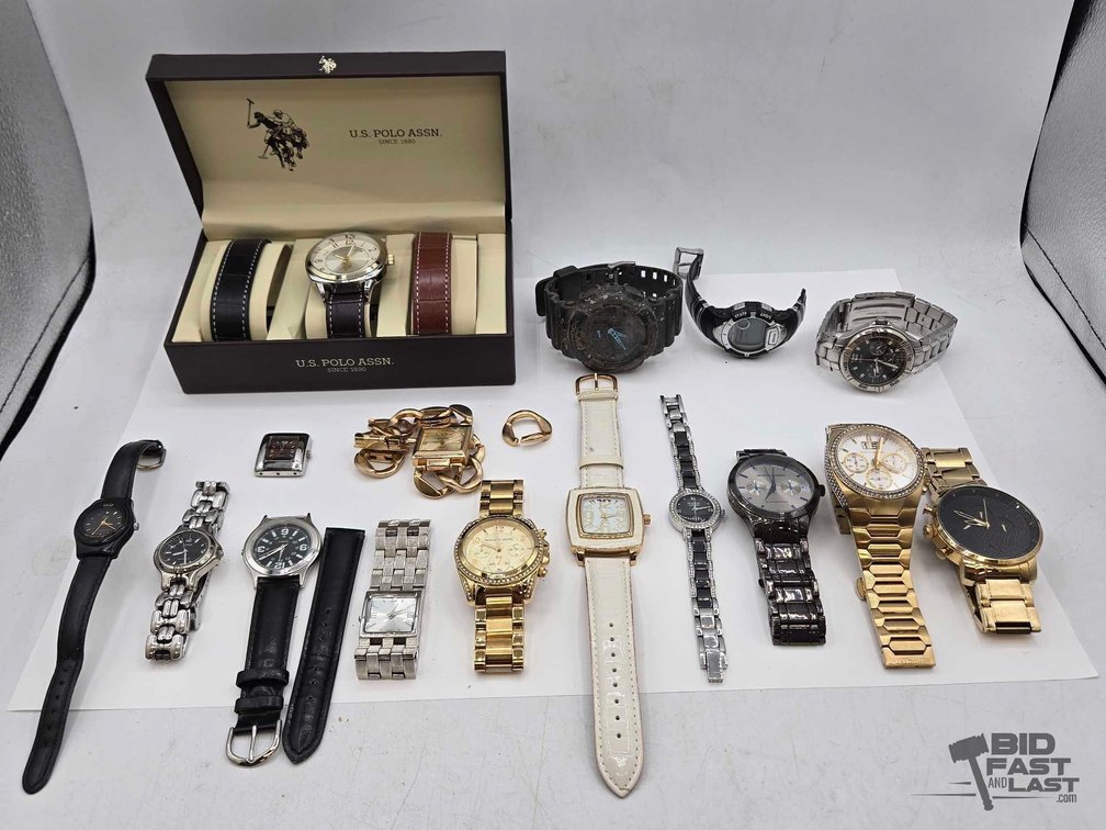 Lot of 16 Watches with Extra Bands – U.S. Polo Assn. Boxed Watch & More