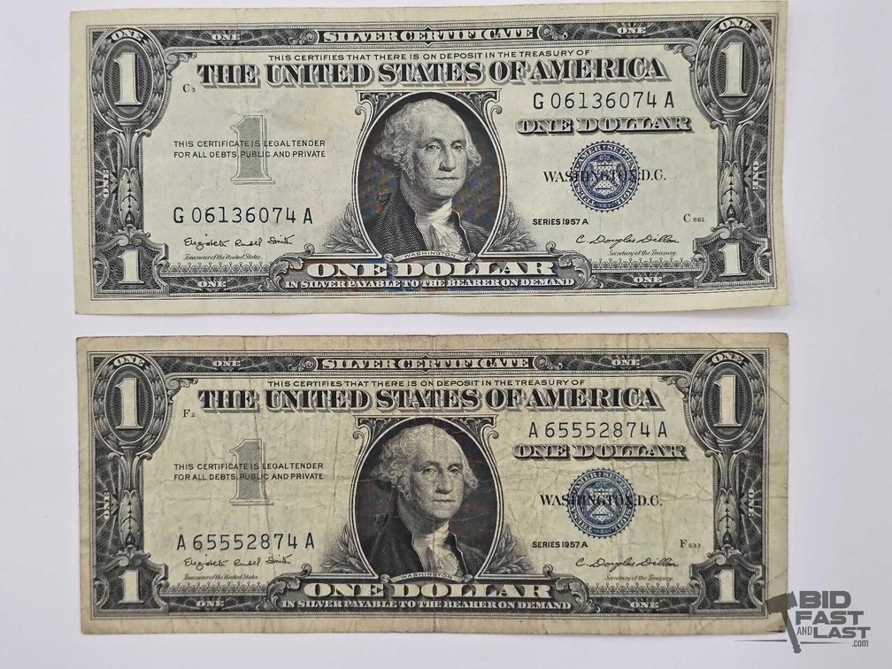 (2) Series 1957 A $1 Silver Certificates - Blue Seal, Smith/Dillon