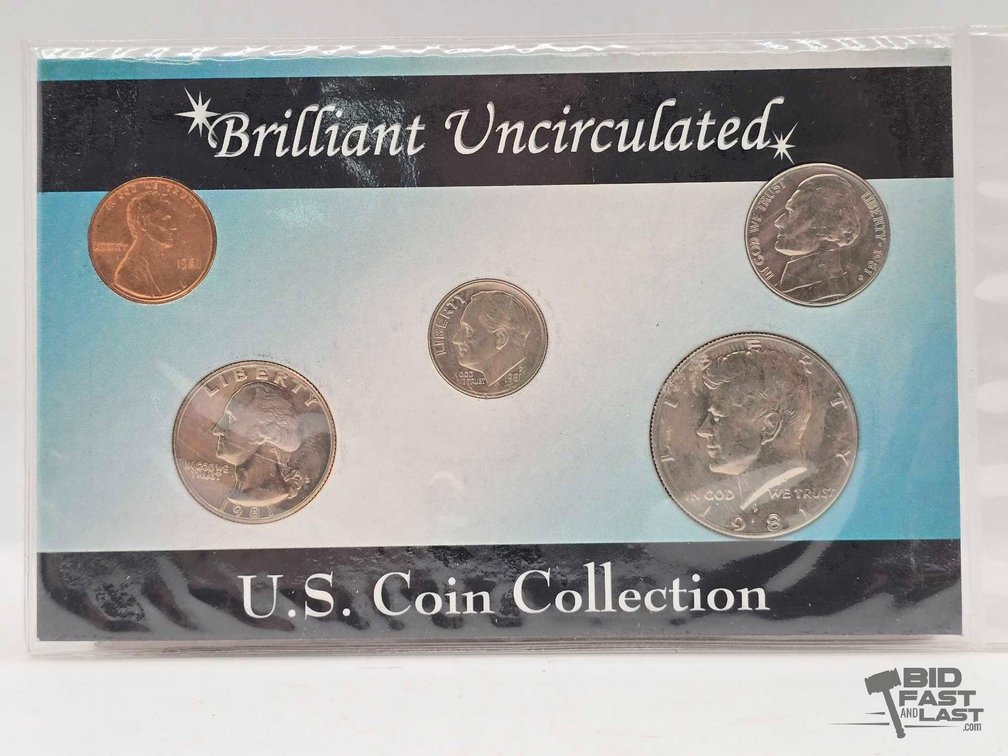 1981 'Brilliant Uncirculated' U.S. Coin Collection Card – 5 Coins