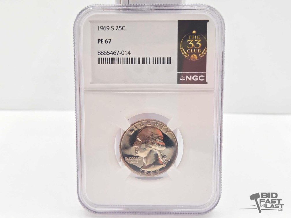 NGC 1969 S Washington Quarter PF 67 – THE 33 CLUB Label