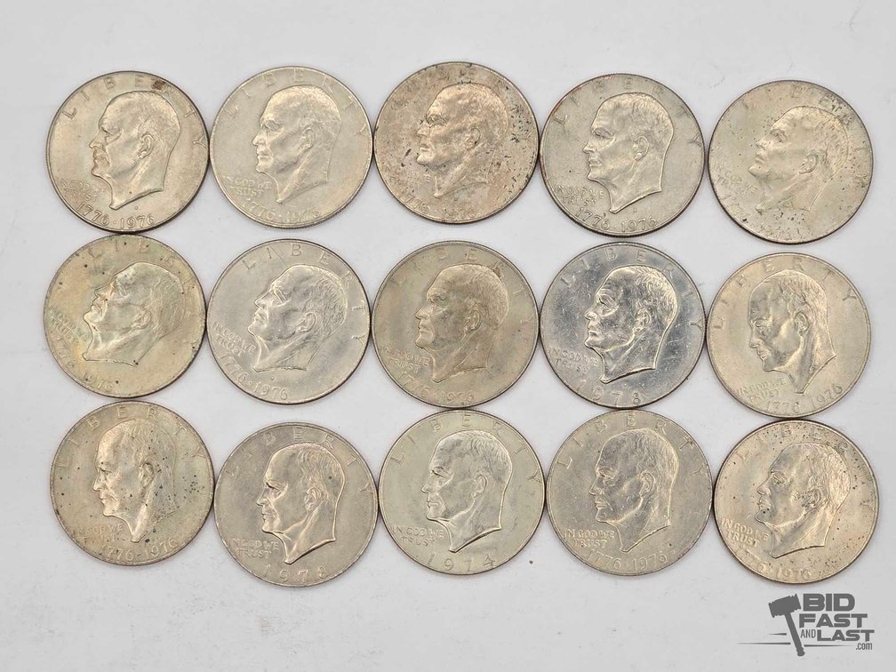(15) Eisenhower Dollars – Bicentennial 1776-1976 Plus 1974 & 1978 Dates