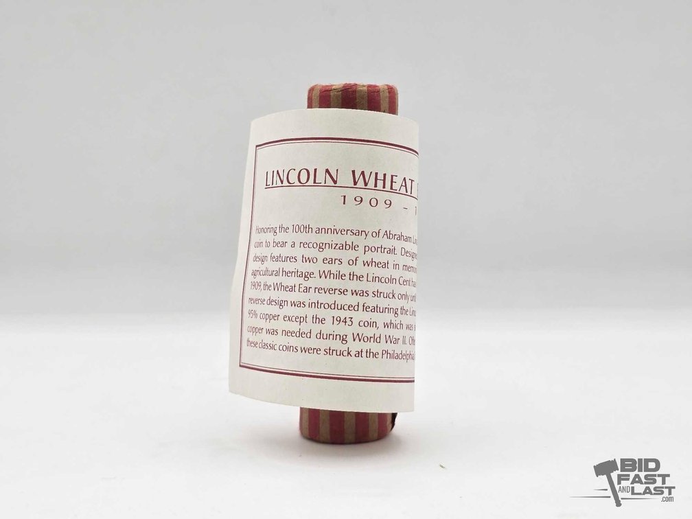 Roll of Wheat Pennies in 50¢ Paper Wrapper with Lincoln Wheat Ear Insert