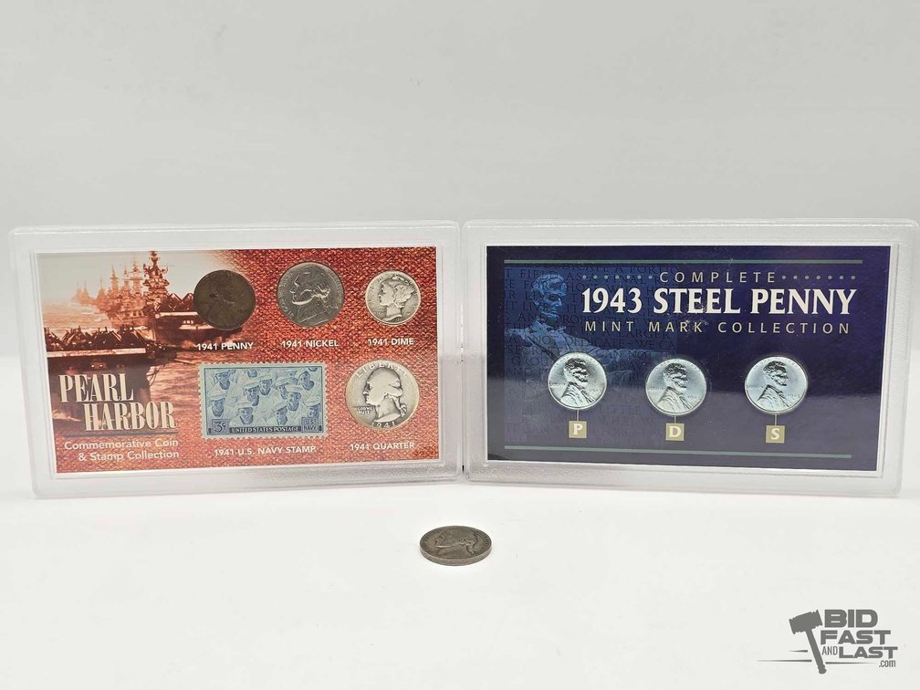 WWII Coin Sets: 1943 Steel Penny Collection & Pearl Harbor Coin/Stamp Set