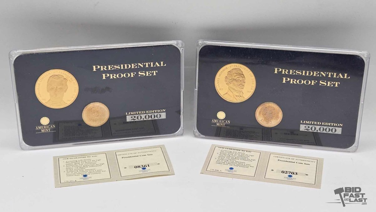 (2) American Mint Presidential Proof Sets - James Monroe & Abraham Lincoln