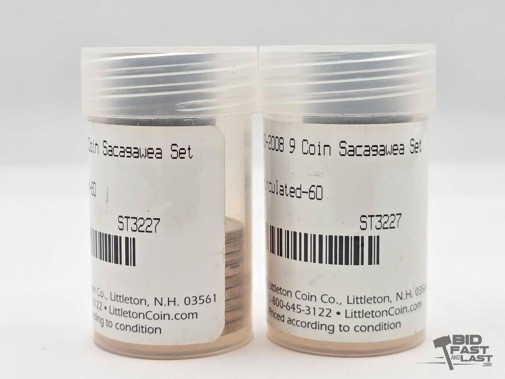 (2) 2000-2008 Sacagawea Dollar 9 Coin Sets, Littleton Coin Co. Tubes