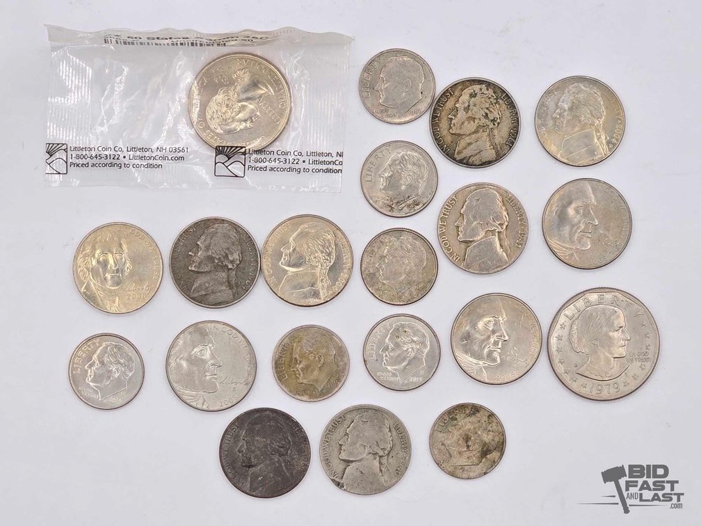 U.S. Mixed Coins: 1979 Susan B. Anthony Dollar, 2008 Arizona State Quarter