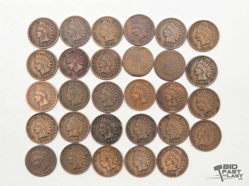 Lot of (29) Indian Head Pennies, 1879-1909