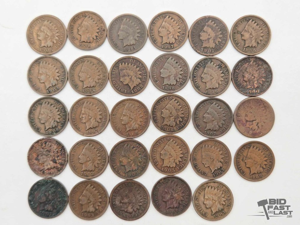 (29) Indian Head Pennies, 1888-1908 Lot