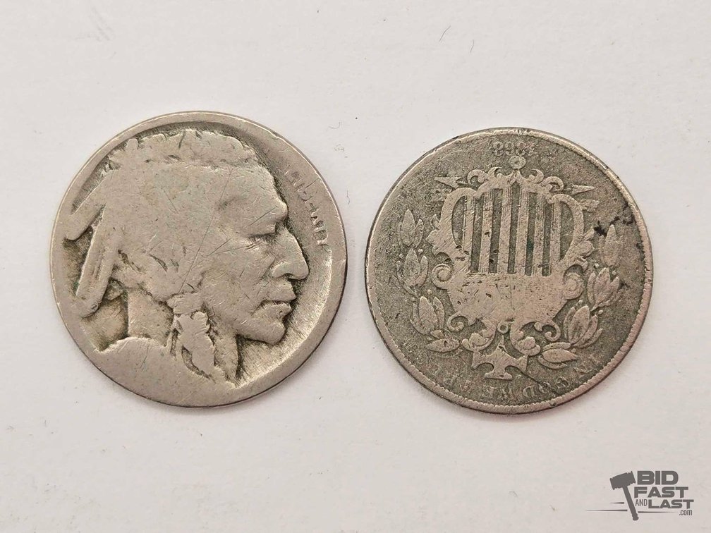 1868 Shield Nickel & Buffalo Nickel – Two-Coin Lot
