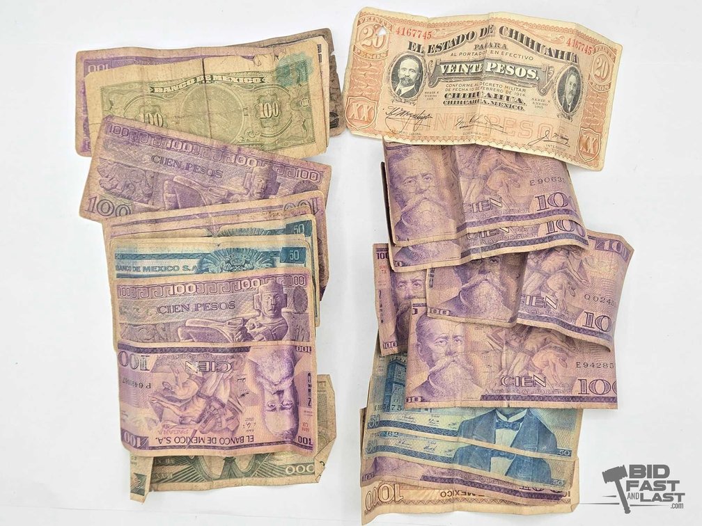 Mexican Pesos Banknotes – Banco de Mexico 100 & 50 Pesos, Chihuahua 20 Pesos