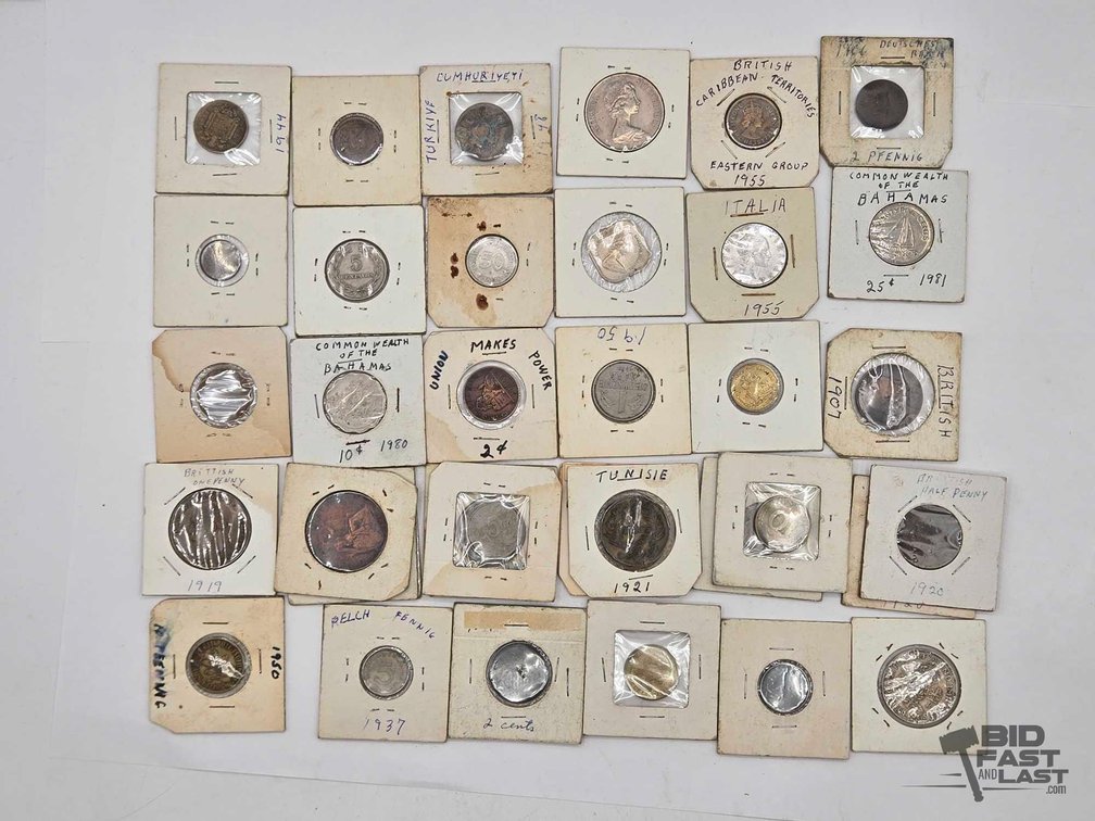 Mixed Foreign Coinage Lot in 2x2 Flips - Bermuda, Bahamas, German, British