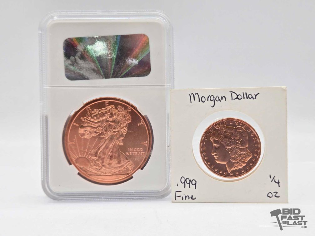 Golden State Mint Copper Rounds (2) - 1 oz & 1/4 oz, 1.25 ozt Total