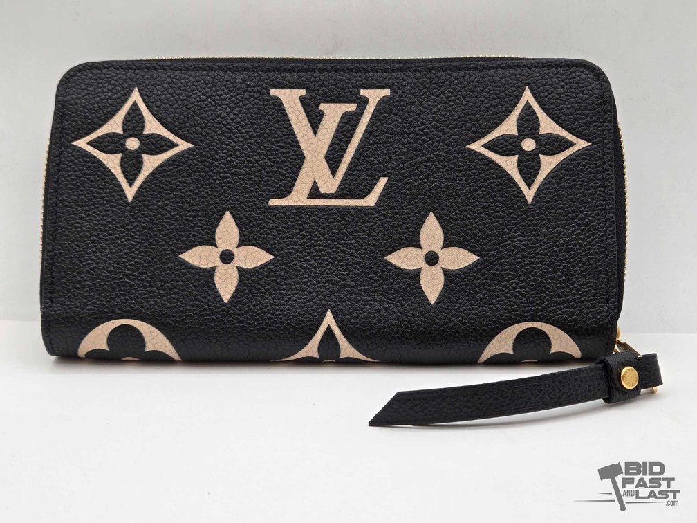 Louis Vuitton Zip-Around Wallet, Black & Beige Monogram Grained Leather