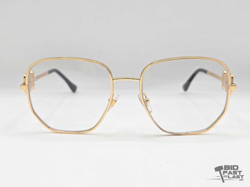 Versace Reading Glasses – Gold-Tone Full-Rim Frame, Medusa-Style Medallion