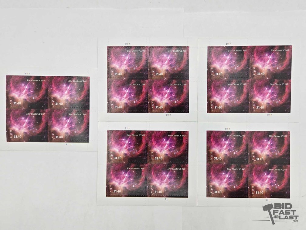 (20) USA Star Cluster IC 348 Stamps, Five Blocks of Four, 31.40