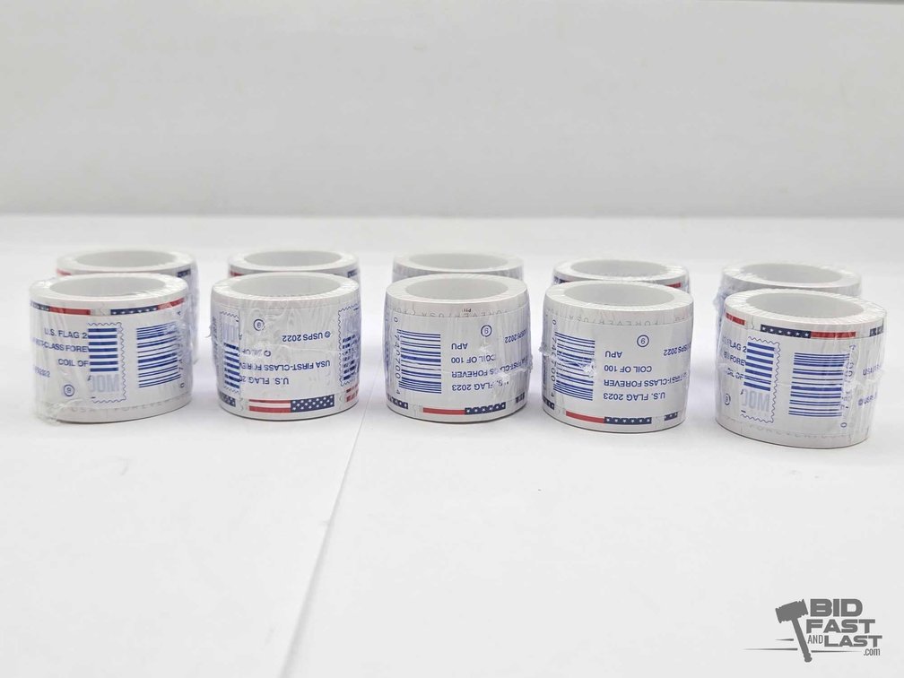 (10) Rolls 2023 U.S. Flag Forever Stamps, Labeled Coil of 100