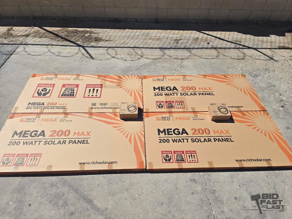 Rich Solar MEGA 200 MAX 200 Watt Solar Panels (4) + (2) 30FT Extension Cables