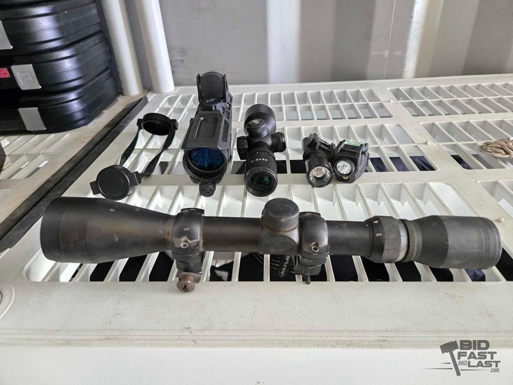 (3) Rifle Optics and (2) Flashlight Attachments