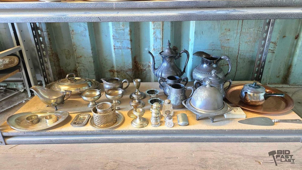Tableware Lot: Ewer Pitcher, Gravy Boat, Covered Dish, Napkin Rings & More