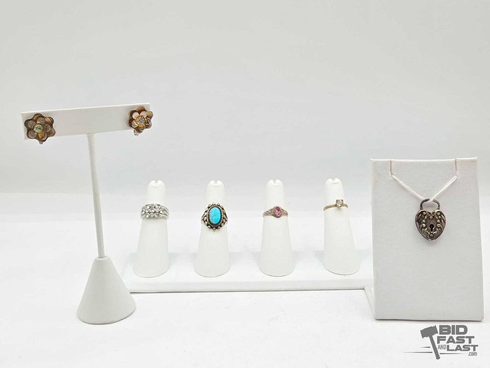 Sterling Silver Earrings, Rings & Pendant, 16.31g