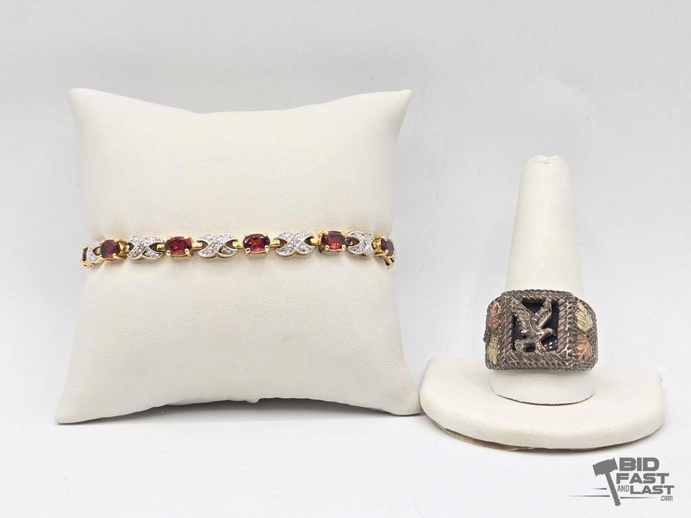 Bracelet W/ Semi-Precious Stones & Sterling Silver Ring, 12.59g