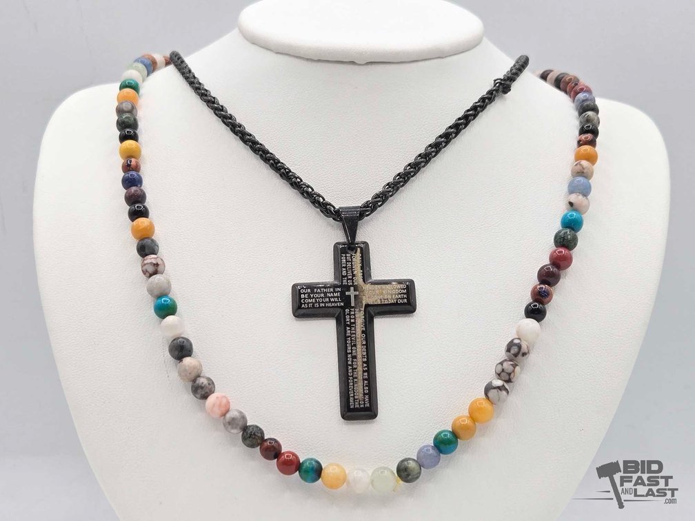 Bead Necklace and Cross Necklace