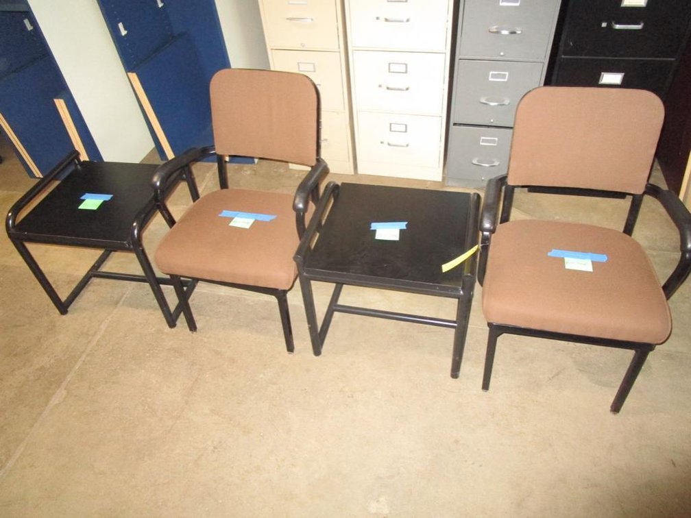 (2) Waiting Room Chairs with End Tables 