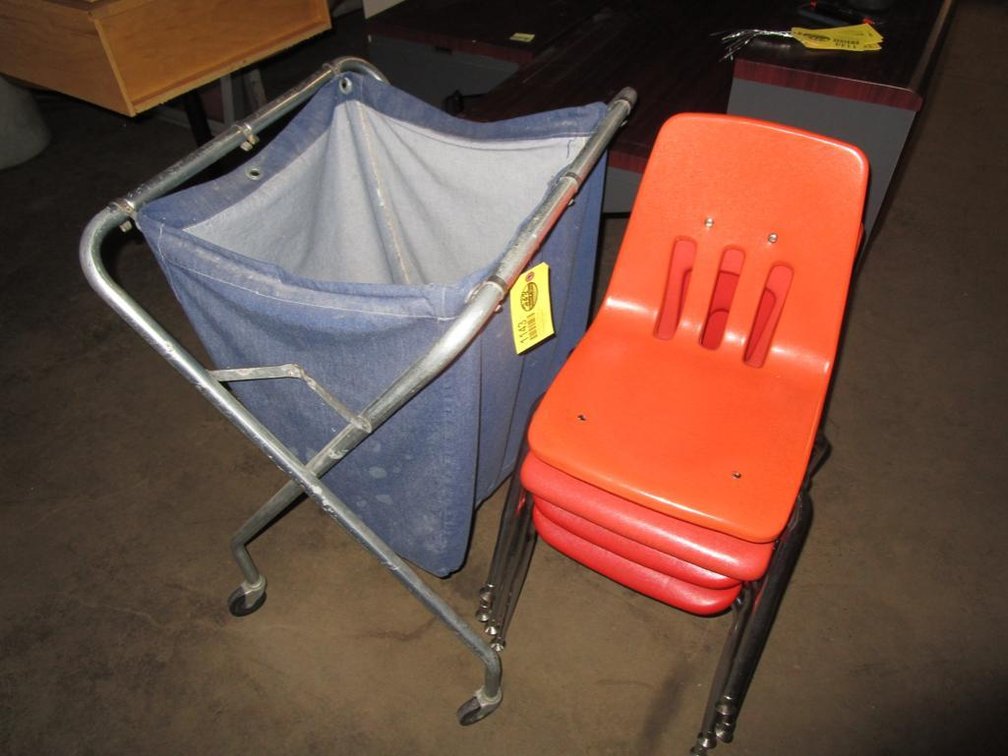 (4) Plastic Chairs and Hamper 