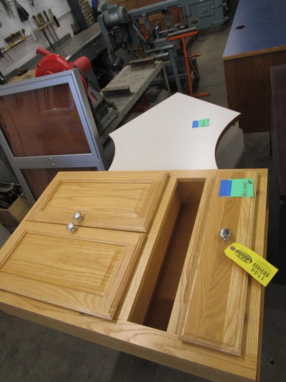 Oak Cabinet and Table 