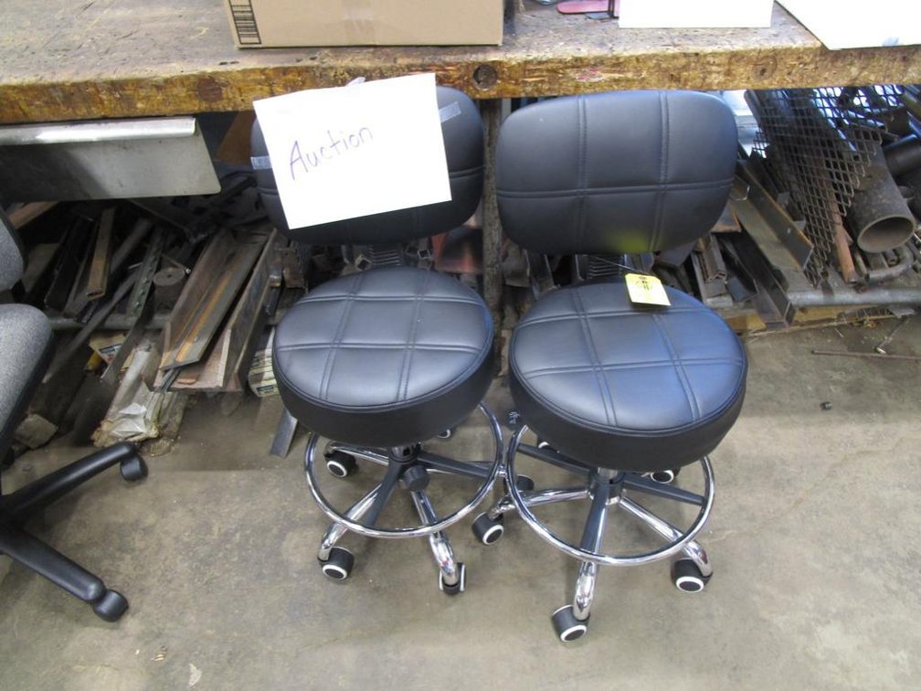 (2) Rolling Stools with Backs 
