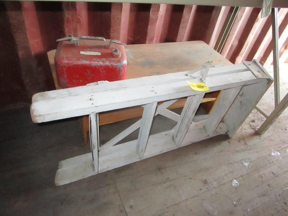 Wooden Stand, Wooden Ladder & Gas Can