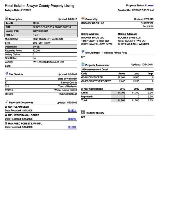Image for 741(+/-) Acres - Sawyer County