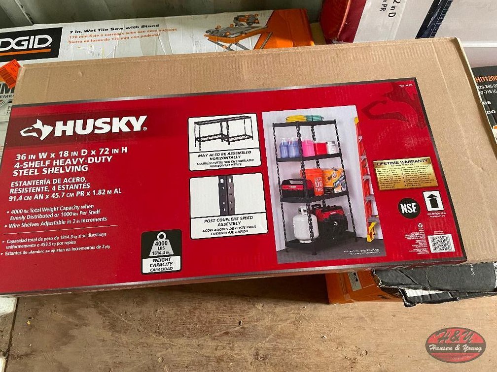 Husky 36''x18''x72'' 4-Shelf Heavy Duty Steel Shelving
