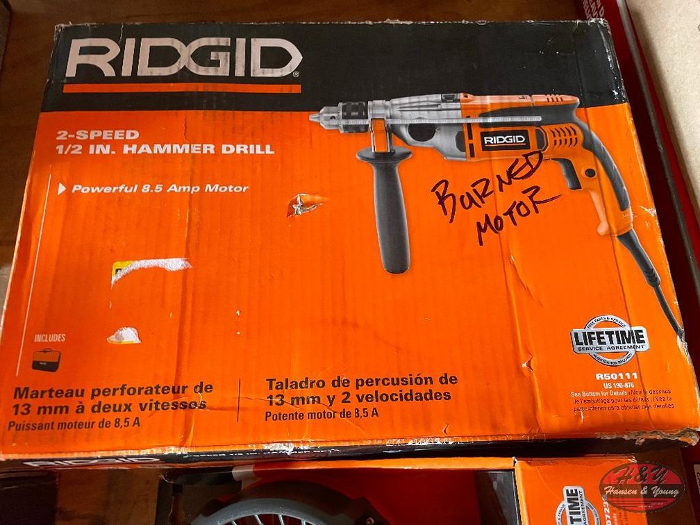 RIDGID 2 Speed 1/2'' Hammer Drill - BURNED MOTOR!