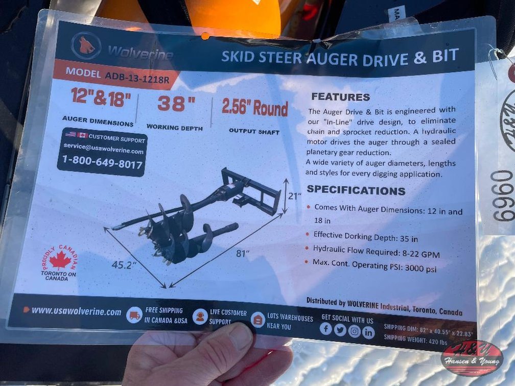 Skidsteer Auger Drive & Bit 12'' & 18''
