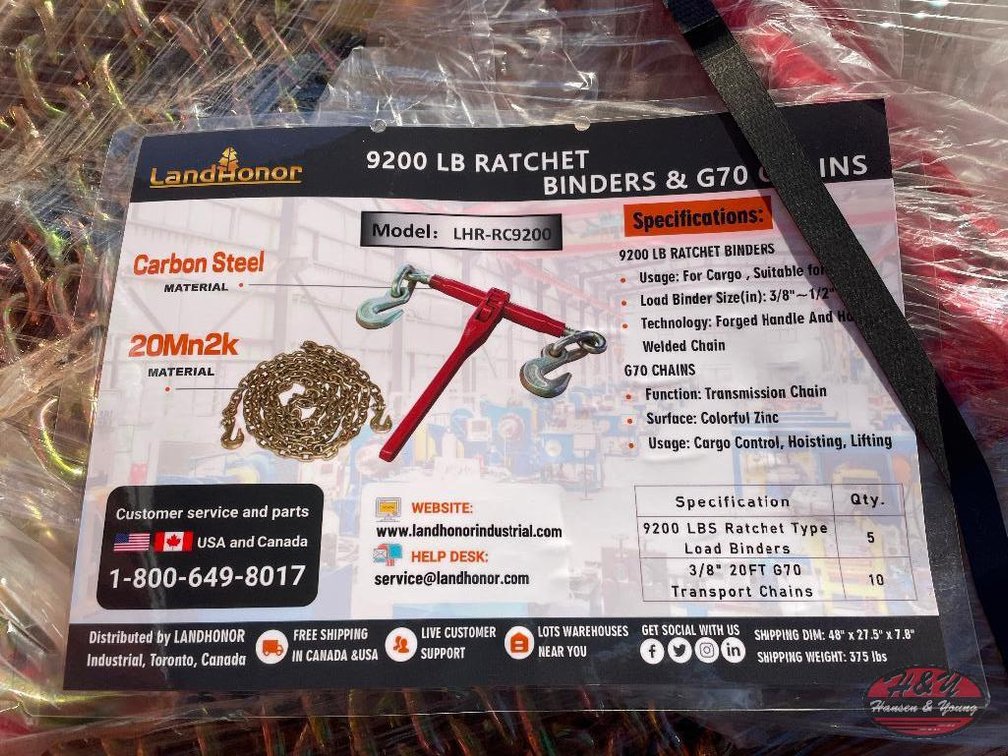(5) 9200lbs Ratchet Load Binders & (10) 3/8'' 20' Chains