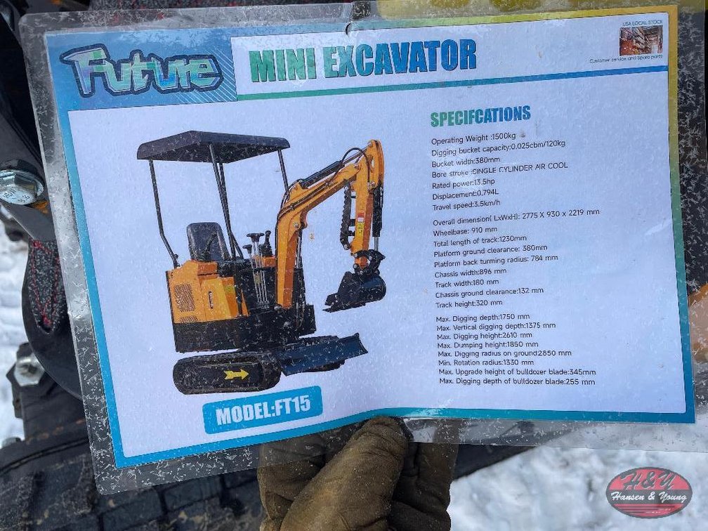 Mini Excavator - FT15 - Yellow/Orange