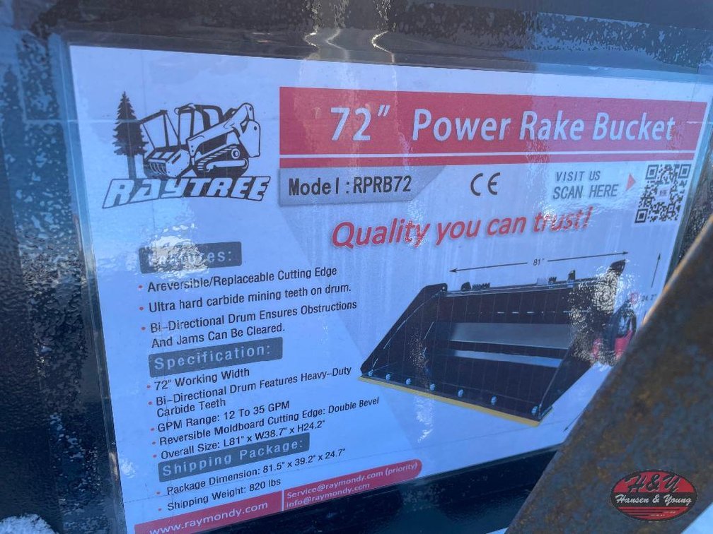 Skidsteer 72'' Power Rake Bucket