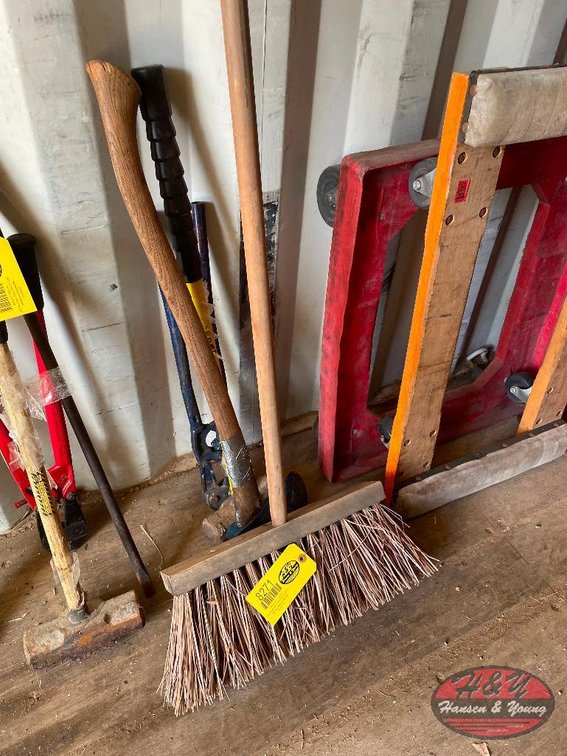 Shop Broom, Axe, Sludge Hammer & Bolt Cutters