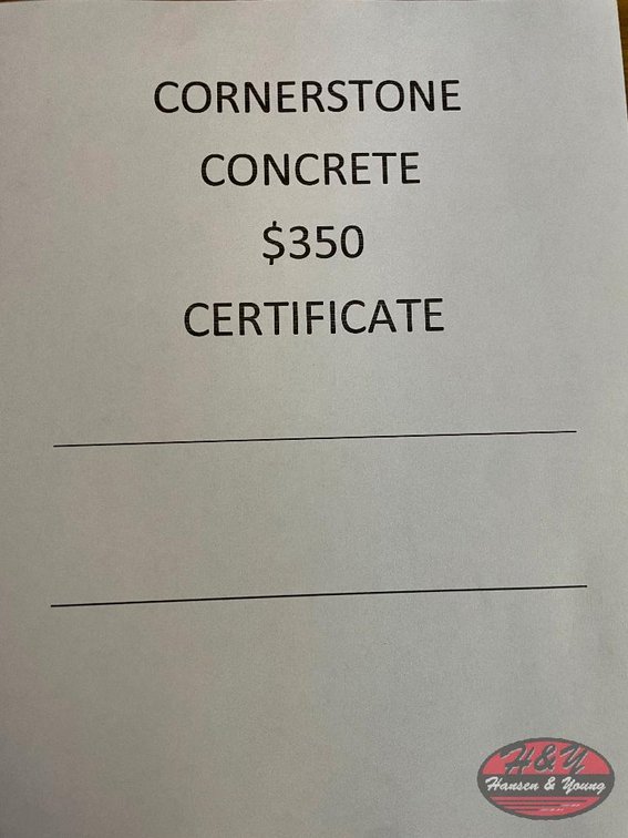 Cornerstone Concrete $350 Gift Certificate