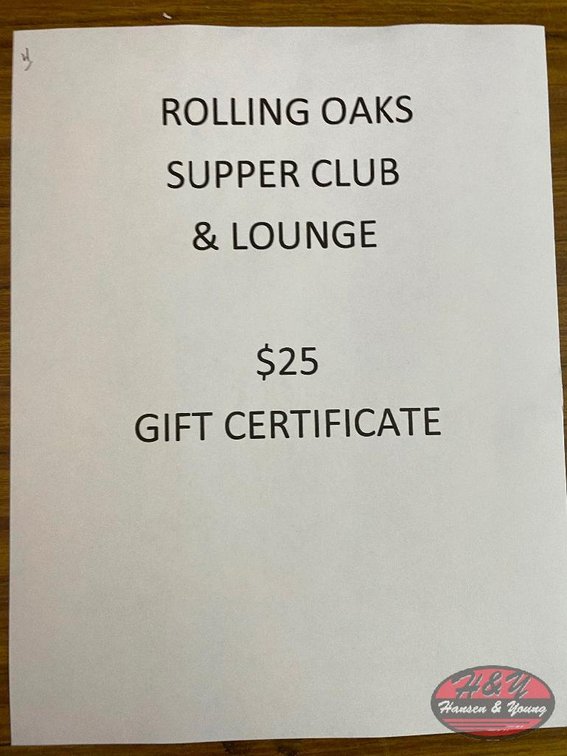 Rolling Oaks Supper Club & Lounge $25 Gift Certificate