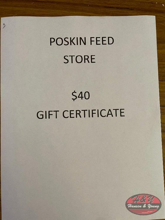 Poskin Feed Store $40 Gift Certificate