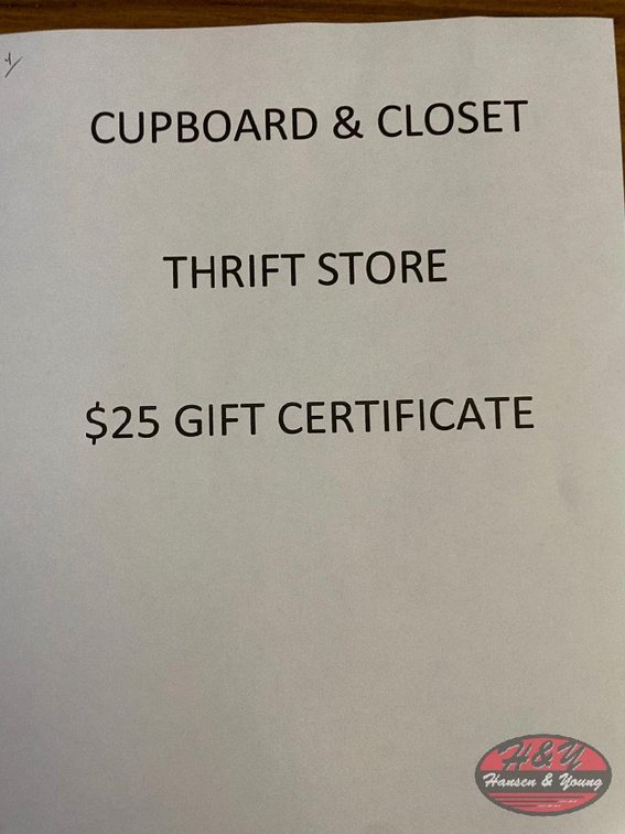 Cupboard & Closet Thrift Store $25 Gift Certificate