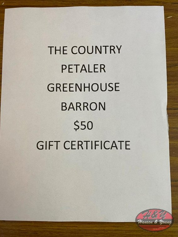 The Country Petaler Greenhouse $50 Gift Certificate