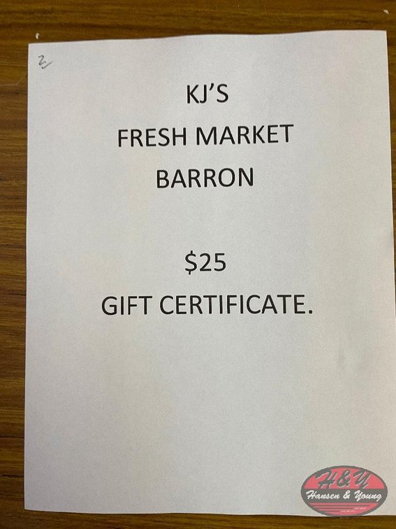 KJ's Fresh Market - Barron, WI $25 Gift Certificate
