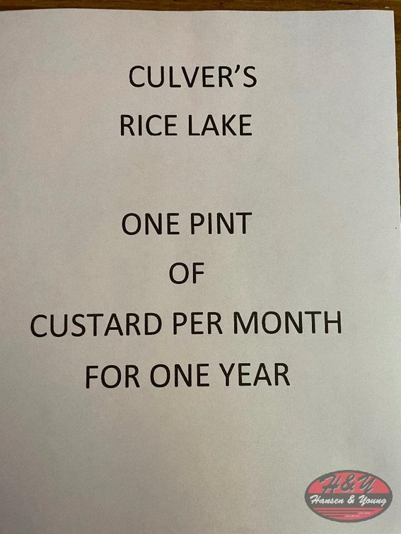 Culver's - Rice Lake, WI - One Pint of Custard Per Month For One Year